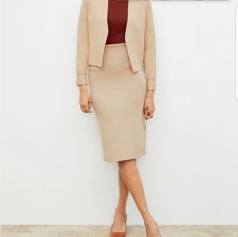 MM Lafleur Tan Jacket & Skirt Set